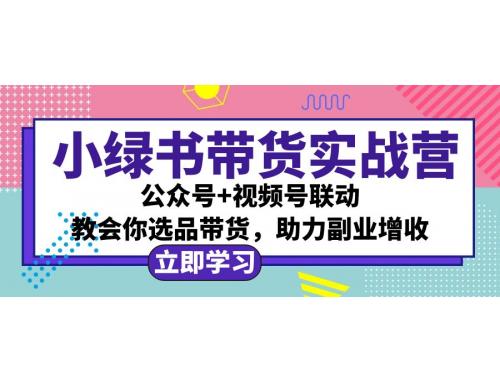 小绿书AI带货实战营：公众号+视频号联动，教会你选品带货，助力副业增收