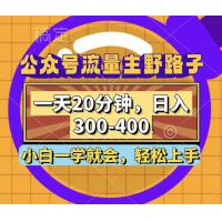 (10.9)公众号流量主野路子玩法，一天20分钟，日入300~400，小白一学就会