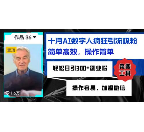(10.15)AI数字人疯狂引流吸粉，简单高效，日引300+创业粉 ，操作容易，加爆微信