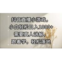 (10.24)抖音直播小游戏，小白轻松日入1000+需要真人讲解，跟着学，轻松落地