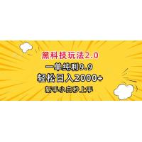 (10.26)黑科技玩法2.0，一单9.9，轻松日入2000+，新手小白秒上手