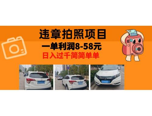 (10.29)最强副业，违章拍照，一单利润8-58元，全国大小城市都可做