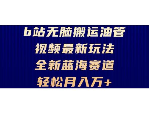 (10.30)B站无脑搬运油管视频最新玩法，轻松月入过万，小白轻松上手，全新蓝海赛道