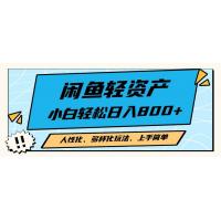 (11.2)闲鱼轻资产，人性化、多样化玩法， 小白轻松上手，学会轻松日入2000+