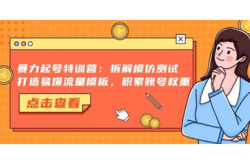 (11.4)暴力起号特训营：拆解模仿测试，打造易爆流量模板，积累账号权重