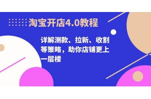 (11.5)淘宝开店4.0教程，详解测款、拉新、收割等策略，助你店铺更上一层楼