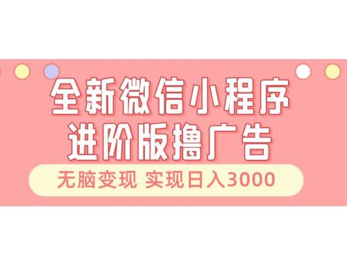(11.5)全新微信小程序进阶版撸广告 无脑变现睡后也有收入 日入3000＋