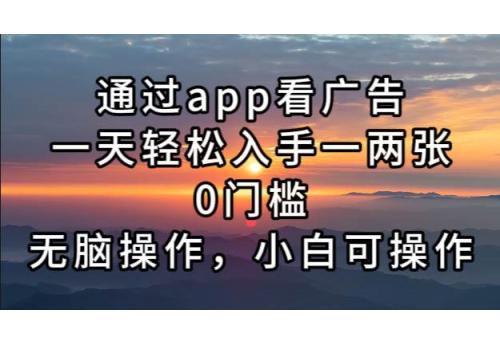 (11.6)通过app看广告，一天轻松入手一两张0门槛，无脑操作，小白可操作