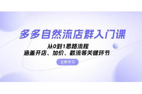(11.13)多多自然流店群入门课，从0到1思路流程，涵盖开店、加价、截流等关键环节