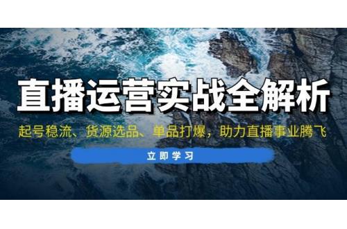 (11.13)直播运营实战全解析：起号稳流、货源选品、单品打爆，助力直播事业腾飞