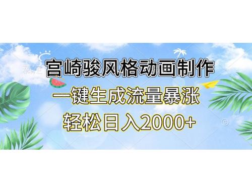 (11.21)宫崎骏风格动画制作，一键生成流量暴涨，轻松日入2000+