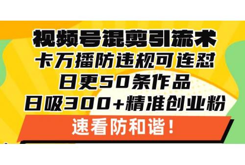 (11.23)视频号混剪引流技术，500万播放引流17000创业粉，操作简单当天学会