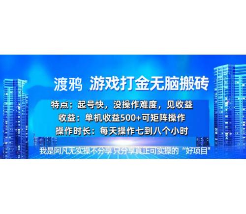 (11.30)韩国知名游戏打金无脑搬砖单机收益500+