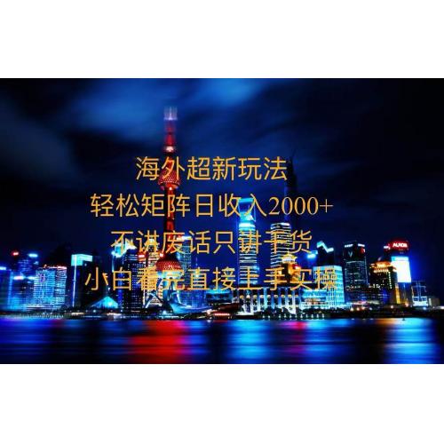 (12.7)2025全新海外暴力玩法，操作简单，小白轻松上手