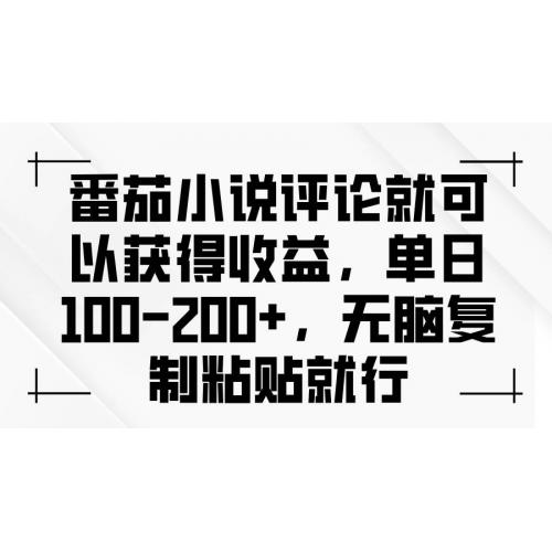 (12.10)番茄小说评论就可以获得收益，单日100-200+，无脑复制粘贴就行
