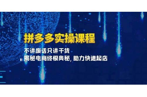 (12.12)拼多多实操课程：不讲废话只讲干货, 揭秘电商终极奥秘,助力快速起店