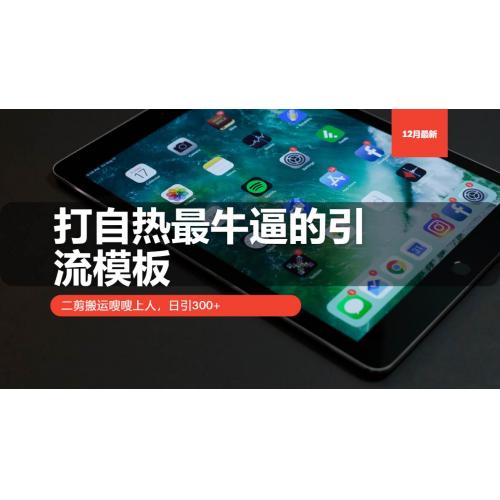 (12.14)打自热最牛逼的引流模板，二剪搬运嗖嗖上人，日引300+