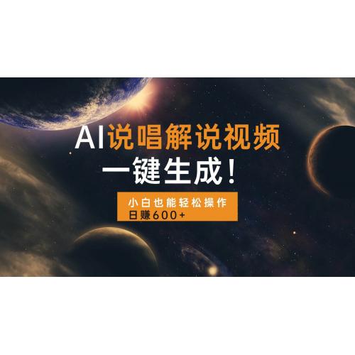 (12.17)AI说唱解说视频，一键生成，小白也能轻松操作日赚600+