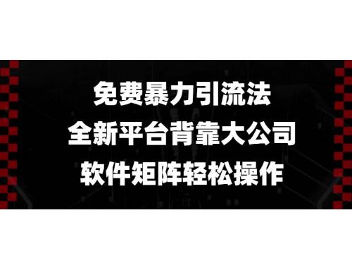 (12.22)免费暴力引流法，全新平台，背靠大公司，软件矩阵轻松操作