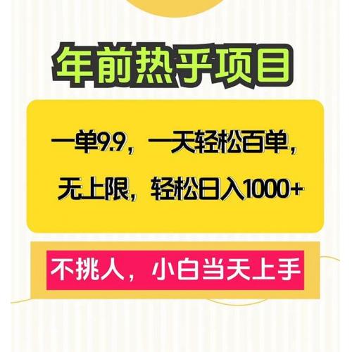(12.26)一单9.9，一天百单无上限，不挑人，小白当天上手，轻松日入1000+