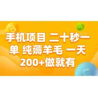 (12.27)手机项目 二十秒一单 纯薅羊毛 一天200+做就有
