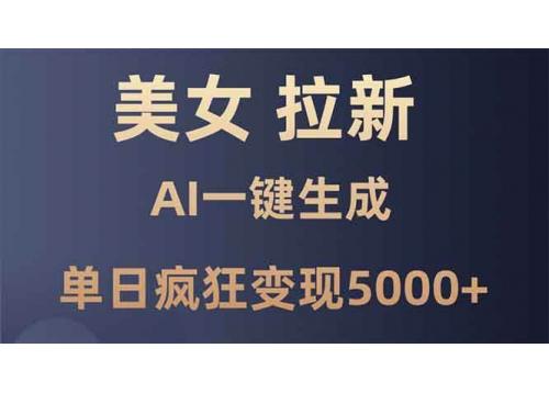 (1.1)美女暴力拉新，通过AI一键生成，单日疯狂变现5000+，纯小白一学就会！