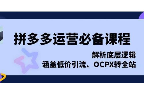 (1.16)拼多多运营必备课程，解析底层逻辑，涵盖低价引流、OCPX转全站