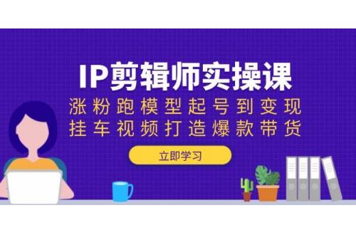 (1.18)IP剪辑师实操课：涨粉跑模型起号到变现，挂车视频打造爆款带货