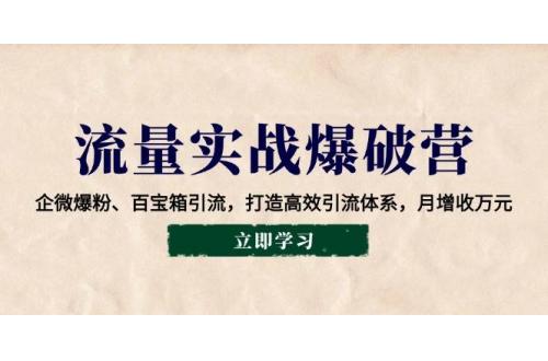 (1.26)流量实战爆破营：企微爆粉、百宝箱引流，打造高效引流体系，月增收万元