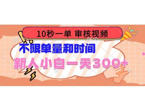 (2.9)10秒一单，审核视频 ，不限单量时间，新人小白一天300+