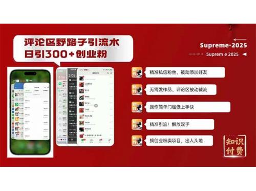 (2.12)评论区野路子截流创业粉新方法，日被动加300+创业粉，精准引流被动添加