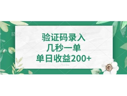 (2.20)验证码录入，几秒一单，单日收益200+
