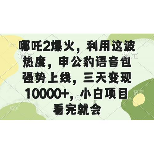 (2.20)哪吒2爆火，利用这波热度，申公豹语音包强势上线，三天变现10000+
