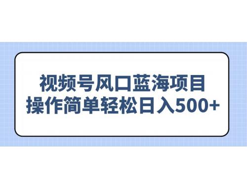 (2.23)视频号风口蓝海项目，操作简单轻松日入500+
