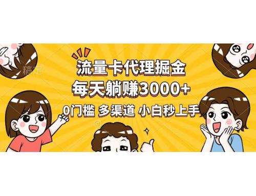 (3.1)流量卡代理掘金，0门槛，每天躺赚3000+，多种推广渠道，新手小白轻松上手