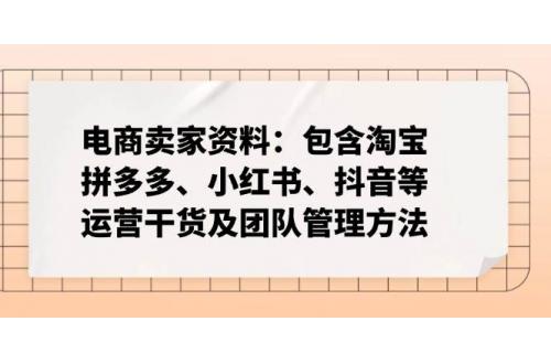 (3.2)电商卖家资料：包含淘宝、拼多多、小红书、抖音等运营干货及团队管理方法