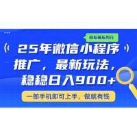 (3.6)25年最新小程序推广教学，稳定日入900+，轻松碾压同行