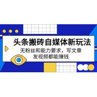 (3.11)头条搬砖自媒体新玩法，无粉丝和能力要求，写文章、发视频都能赚钱