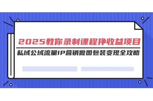 (3.12)2025教你录制课程挣收益项目，私域公域流量IP营销做图包装变现全攻略