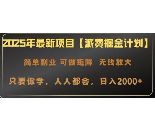 (3.15)2025年最新项目【派费掘金计划】操作简单，日入2000+