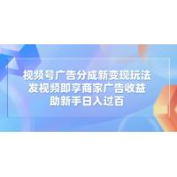 (3.22)视频号广告分成新变现玩法：发视频即享商家广告收益，助新手日入过百