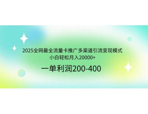 (3.25)2025全网最全流量卡推广多渠道引流变现模式，小白轻松月入20000+
