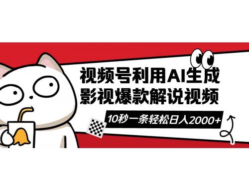 (3.27)视频号AI解说视频，利用AI软件生成原创爆款影视解说视频，10秒钟一条