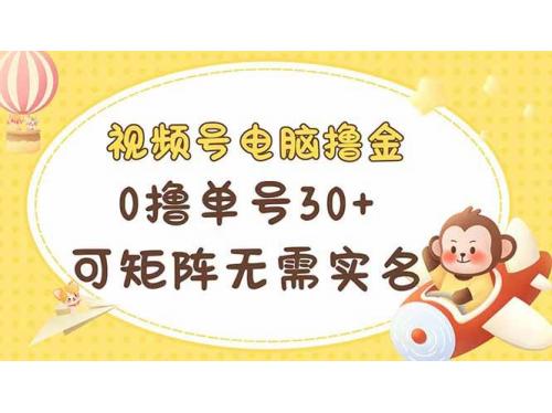 (4.3)视频号电脑撸金 0撸单号30+ 可矩阵 无需实名多号多得