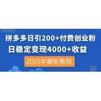 (4.3)拼多多日引200+付费创业粉，日稳定变现4000+收益，2025年最新教程