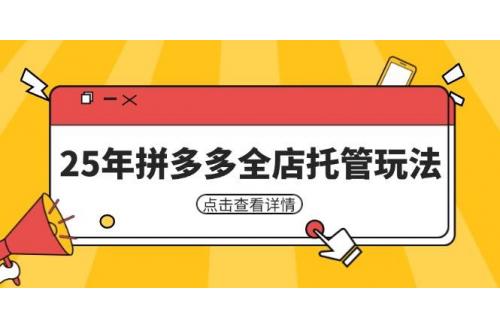 (4.4)25年拼多多全店托管玩法，矩阵动销裂变玩法如何低风险盈利 新手运营秘籍