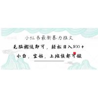 (4.7)小红书暴力推文，小白宝妈均可做，日入300＋