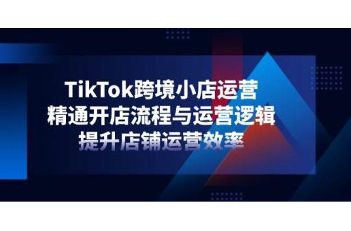 (4.15)TikTok跨境小店运营，精通开店流程与运营逻辑，提升店铺运营效率