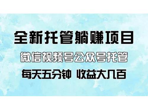 (4.21)全新托管躺赚项目，微信视频号公众号托管代运营，每天五分钟，收益大几百