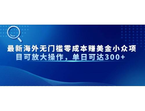 (4.27)最新海外无门槛零成本赚美金小众项目可放大操作，单日可达300+